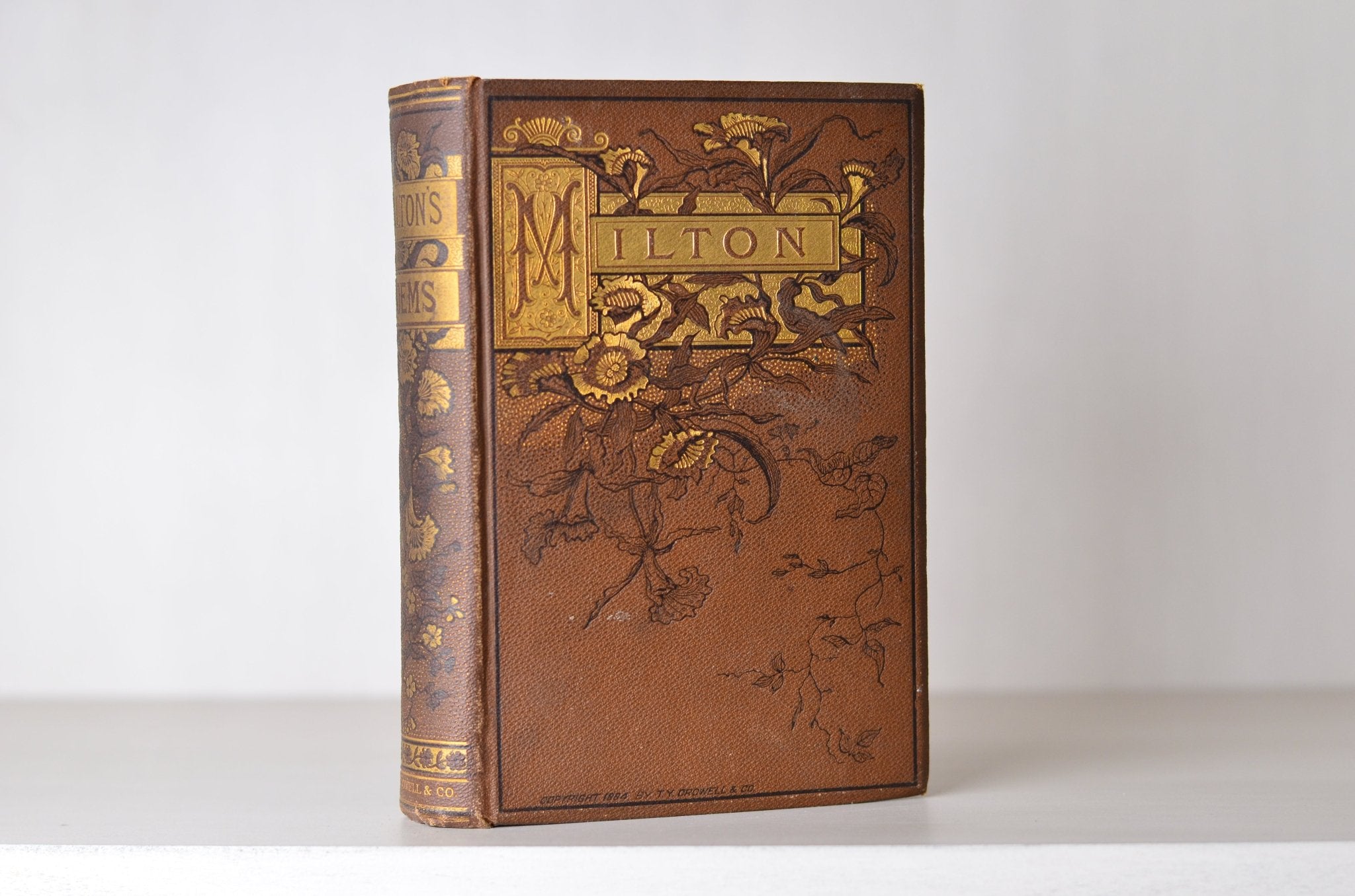Antique Victorian Binding Poetical Works of John Milton - Paradise Lost – Thomas Y Crowell - Brookfield Books