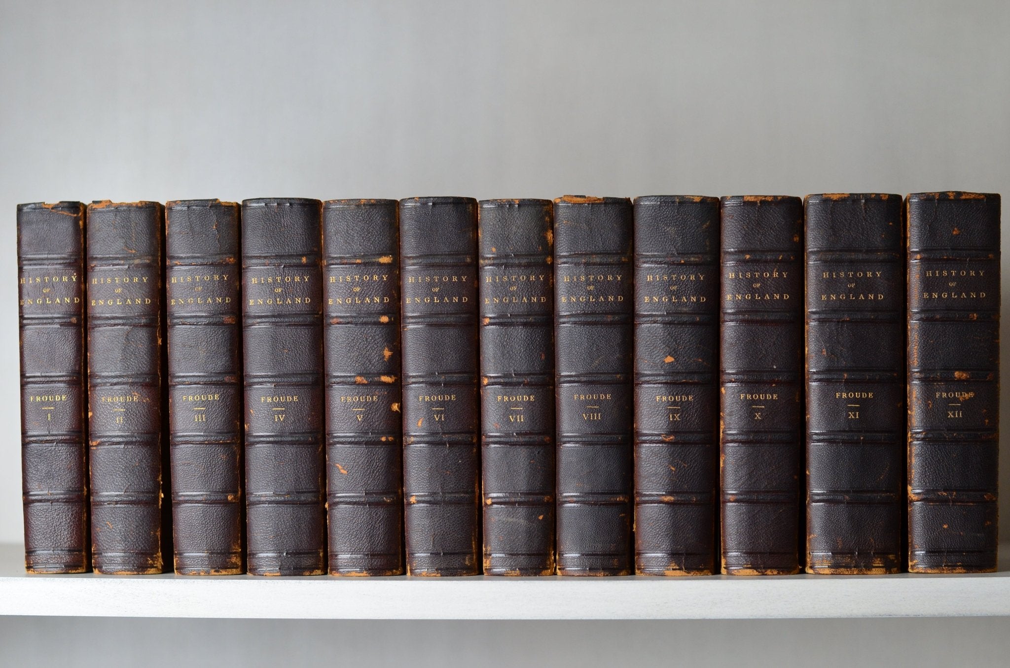 Complete Antique Leather Bound History of England by James Anthony Froude 1870 - Brookfield Books