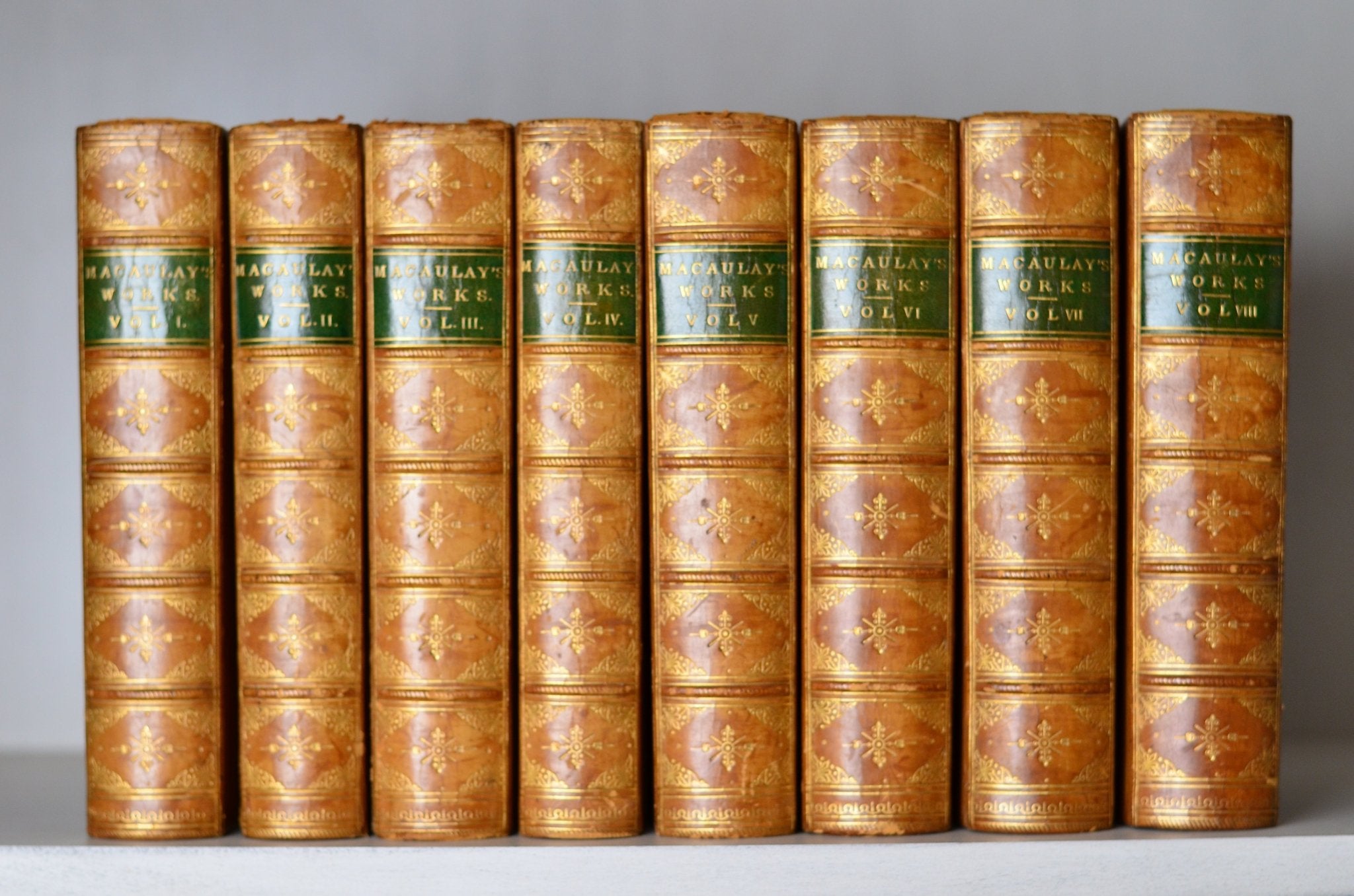 Complete Antique Leather Bound Works of Lord Thomas Macaulay 1873 - Brookfield Books