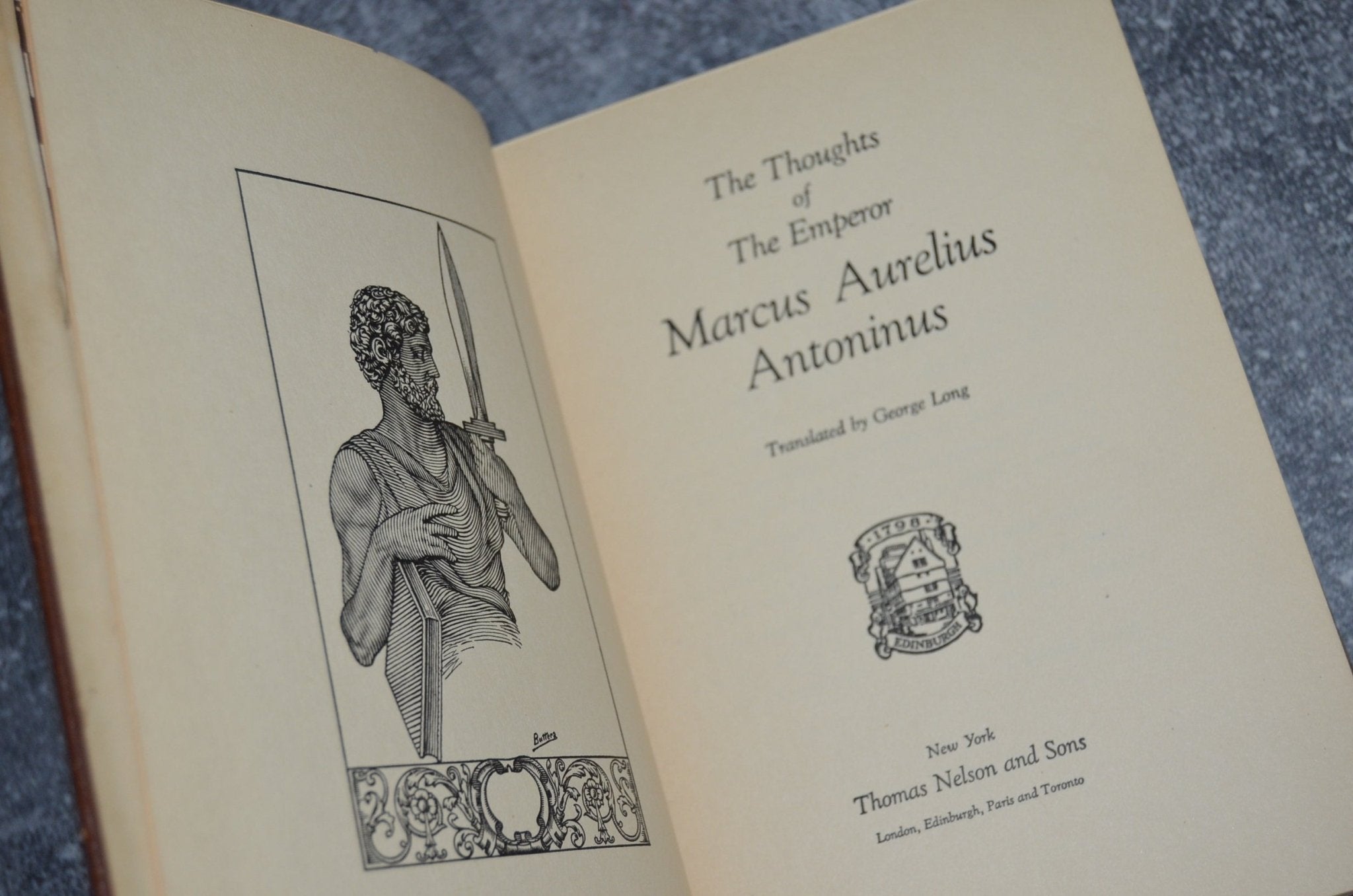Vintage Leather Bound Meditations by Marcus Aurelius - Brookfield Books