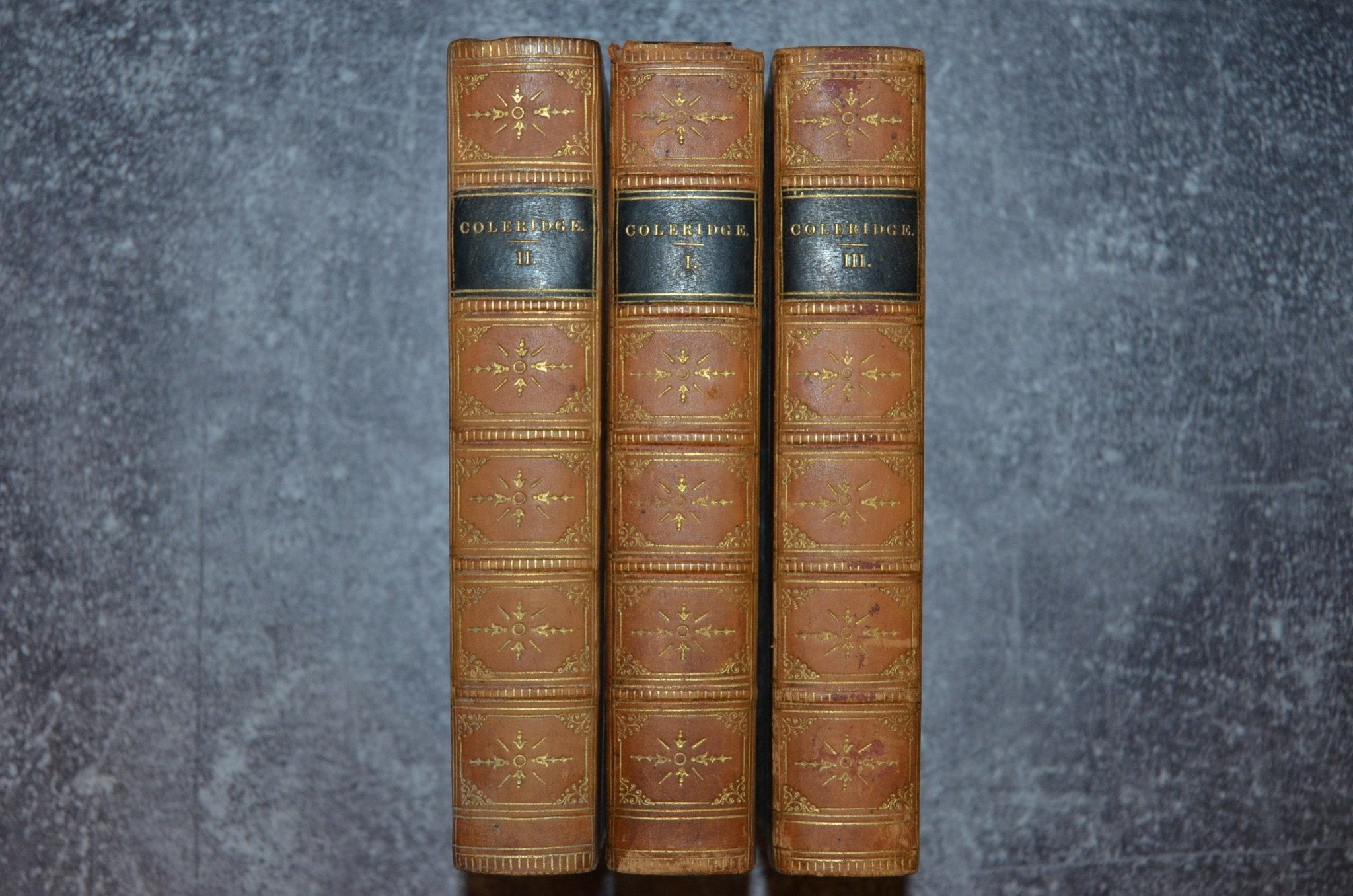 3 Vol. Antique Leather Bound – Works of Samuel Taylor Coleridge 1854 - Brookfield Books