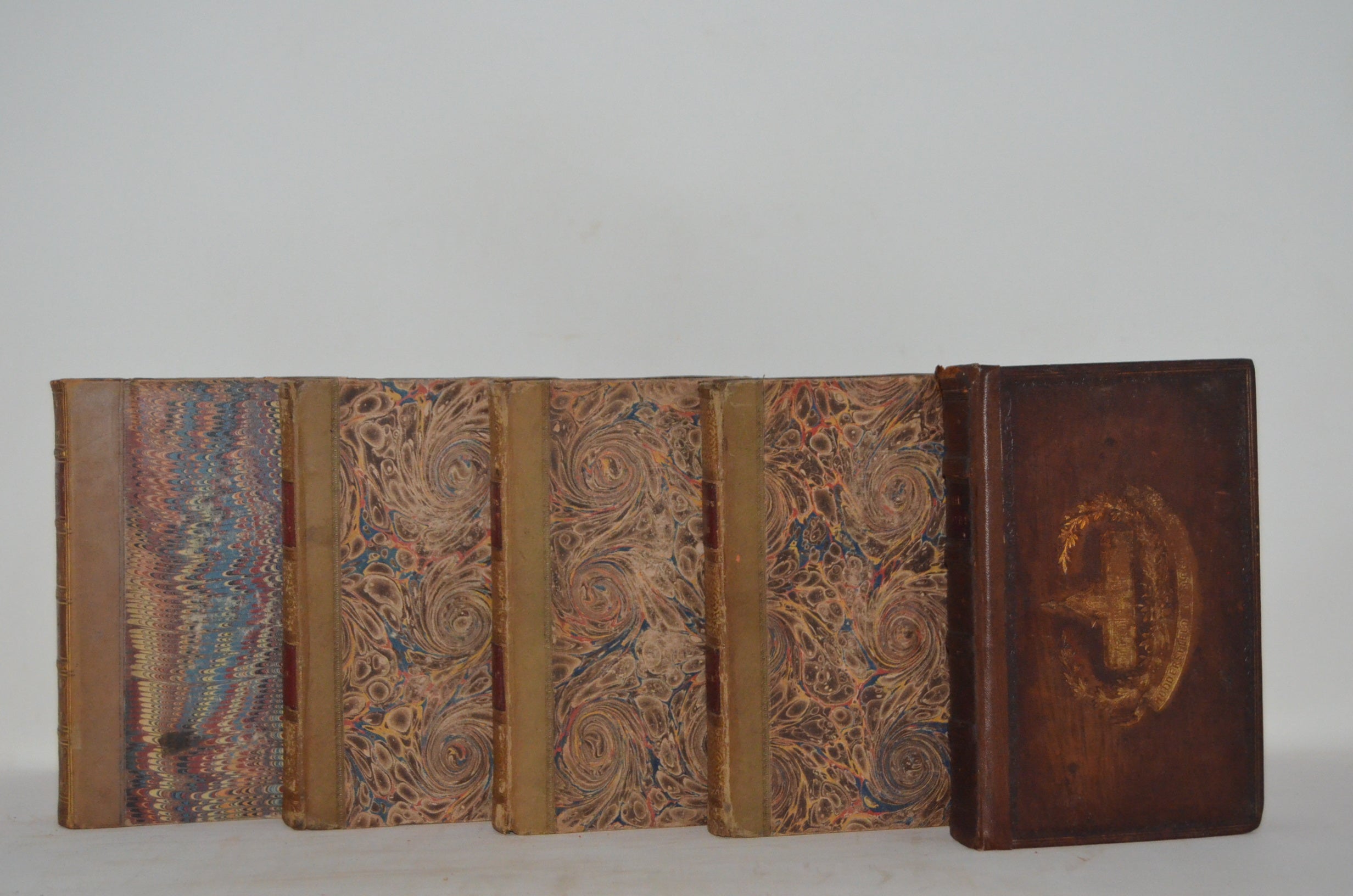 Antique Leather Bound Book Décor – 9” Shades of Brown, Maroon & Gold