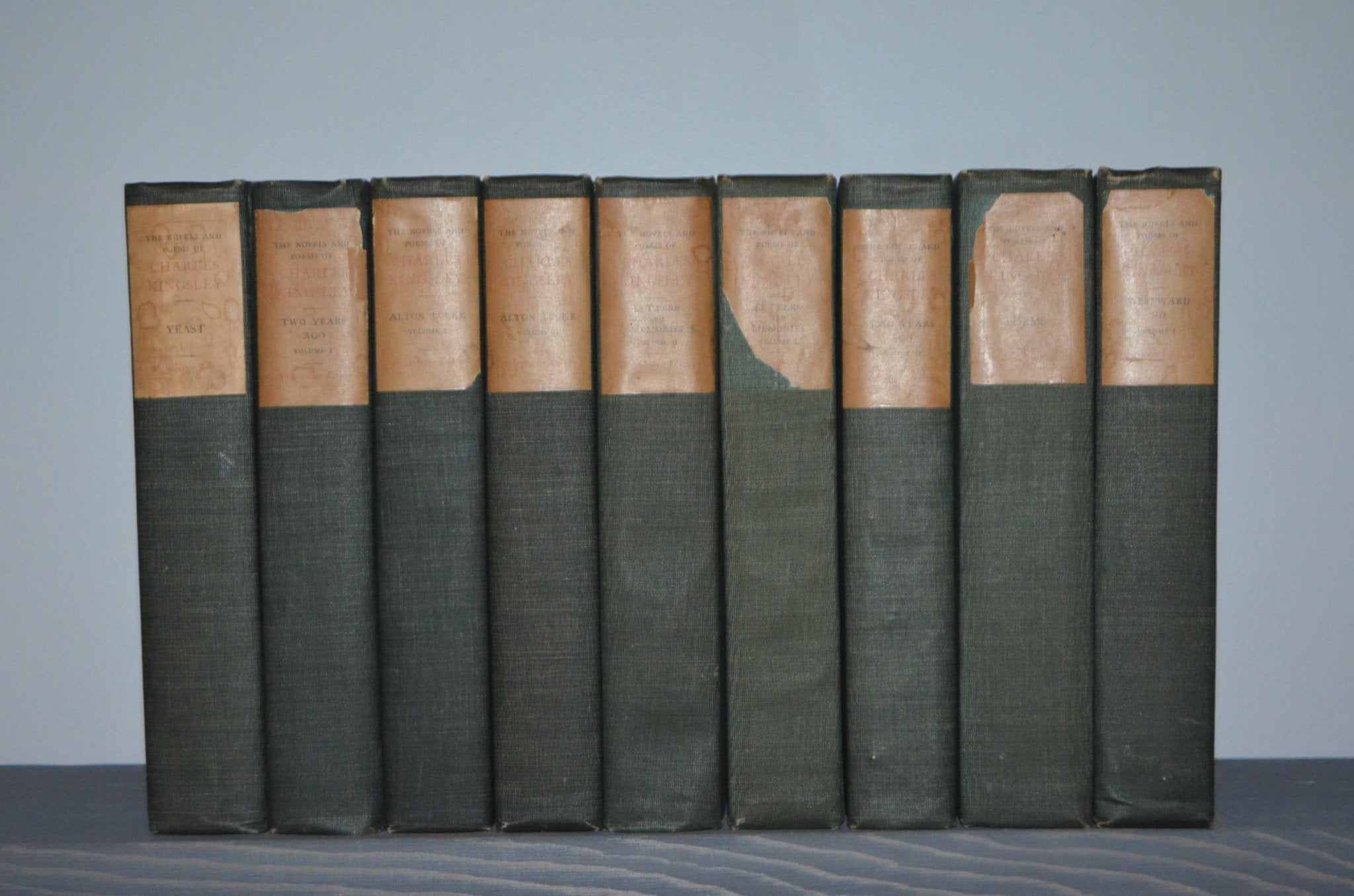 Antique Cloth Bound Book Décor – 1 Foot Forest Green & Brown – Charles Kingsley - Brookfield Books