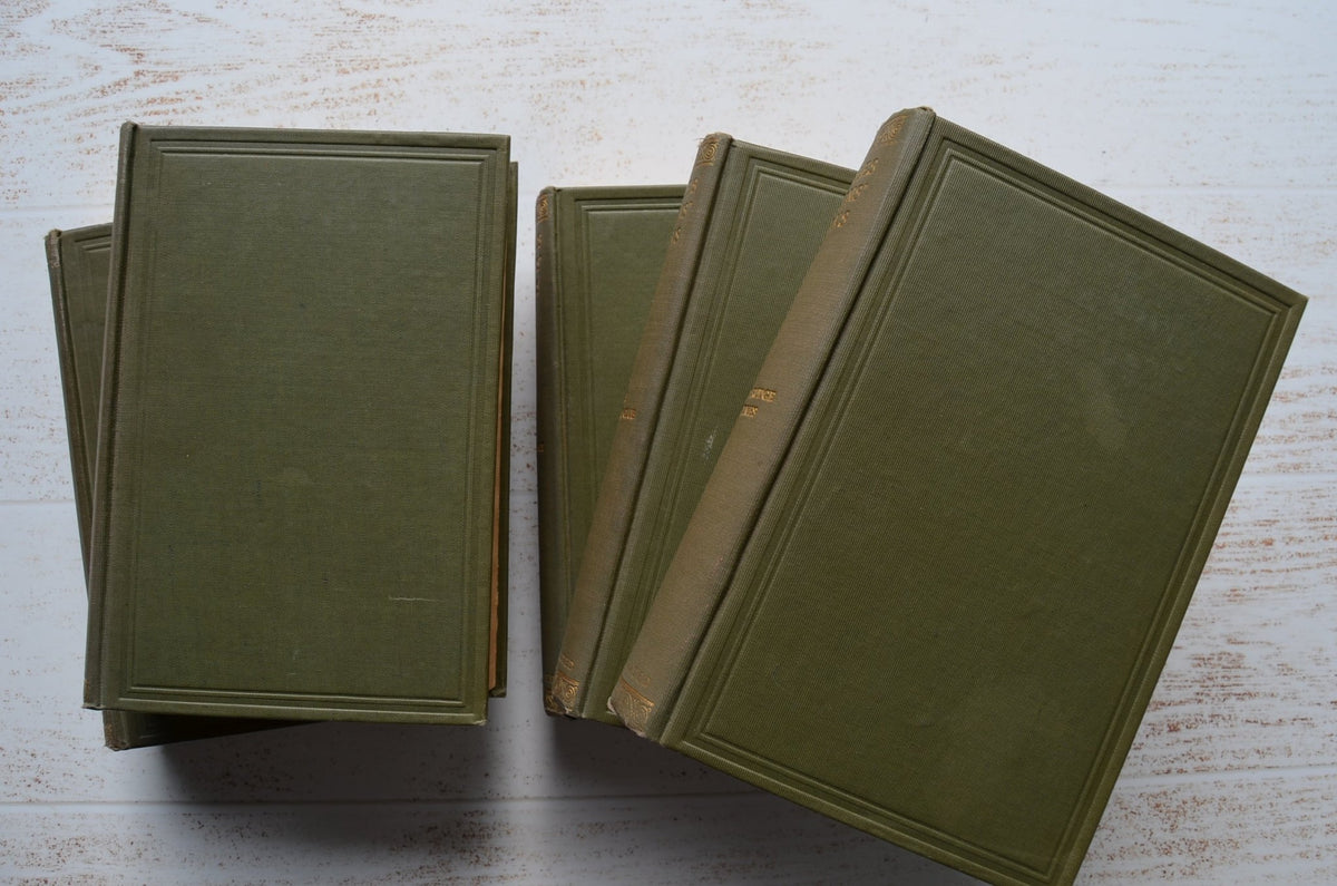 Antique Cloth Bound Book Décor Charles Dickens 1900 1.5 Feet Olive