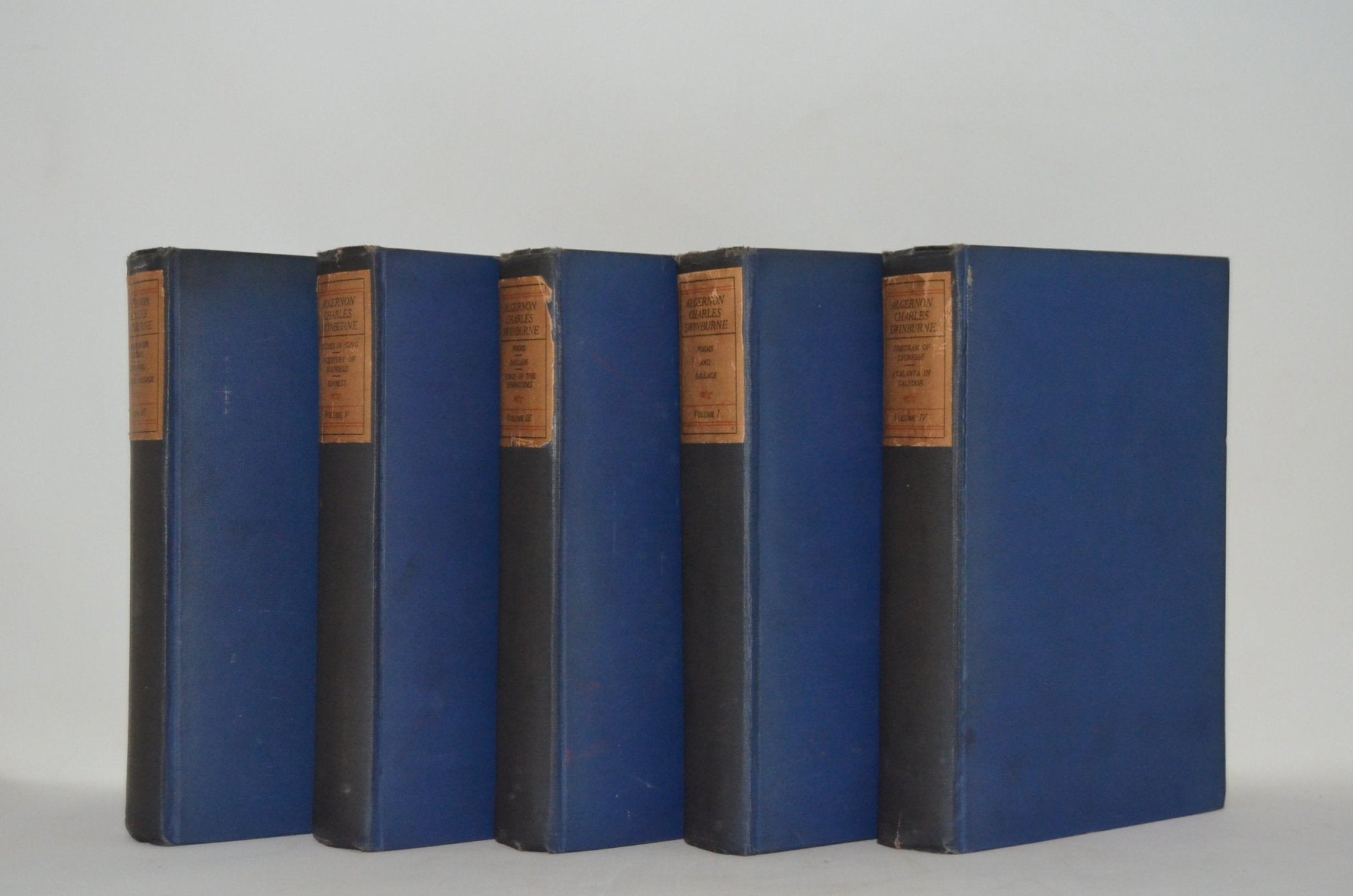 Antique Cloth Bound Book Décor – 8” Blue & Brown – Charles Swinburne - Brookfield Books