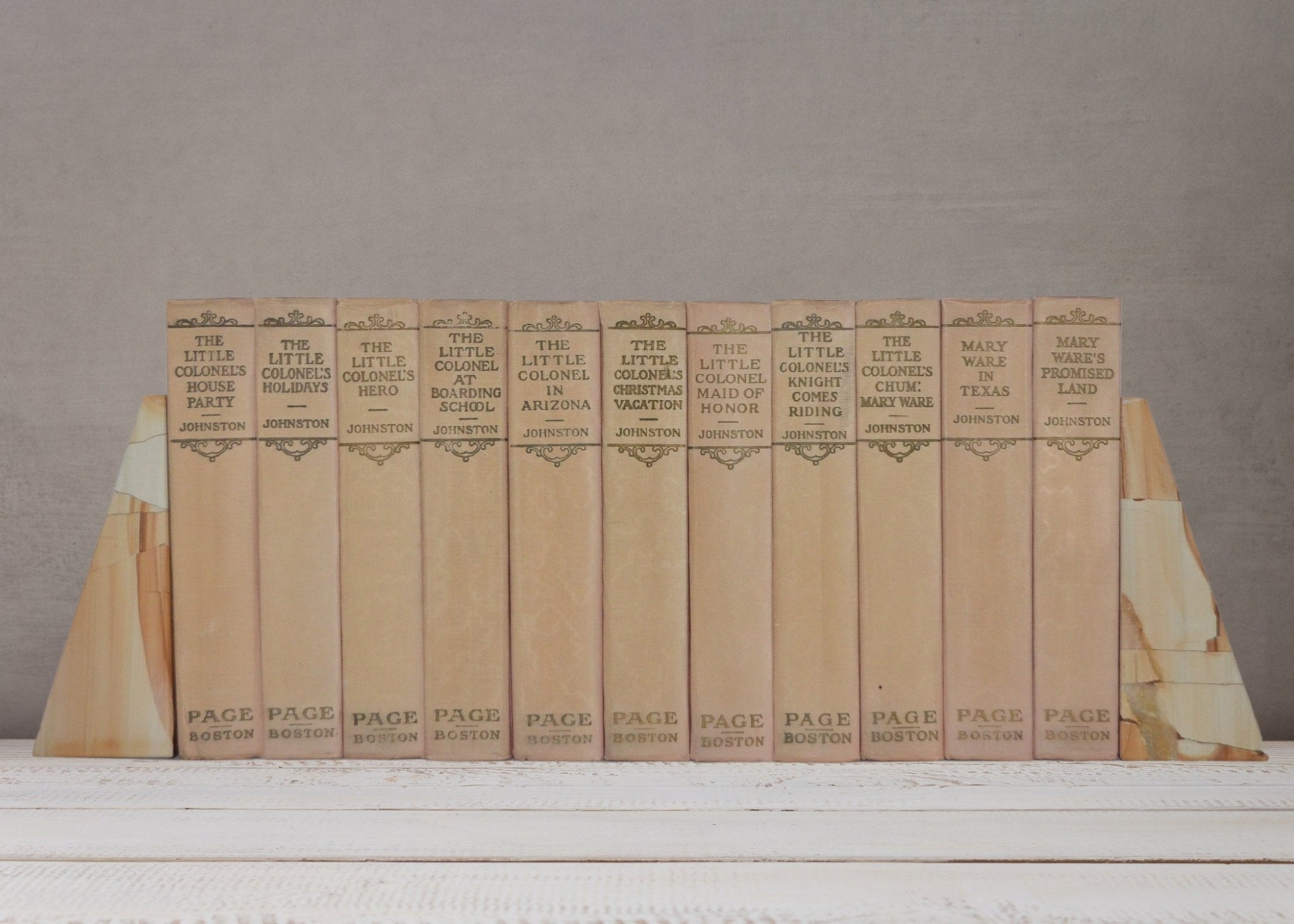 Antique Cloth Bound Book Décor – The Little Colonel Series by Annie Fellows Johnson – Pink & Beige - Brookfield Books