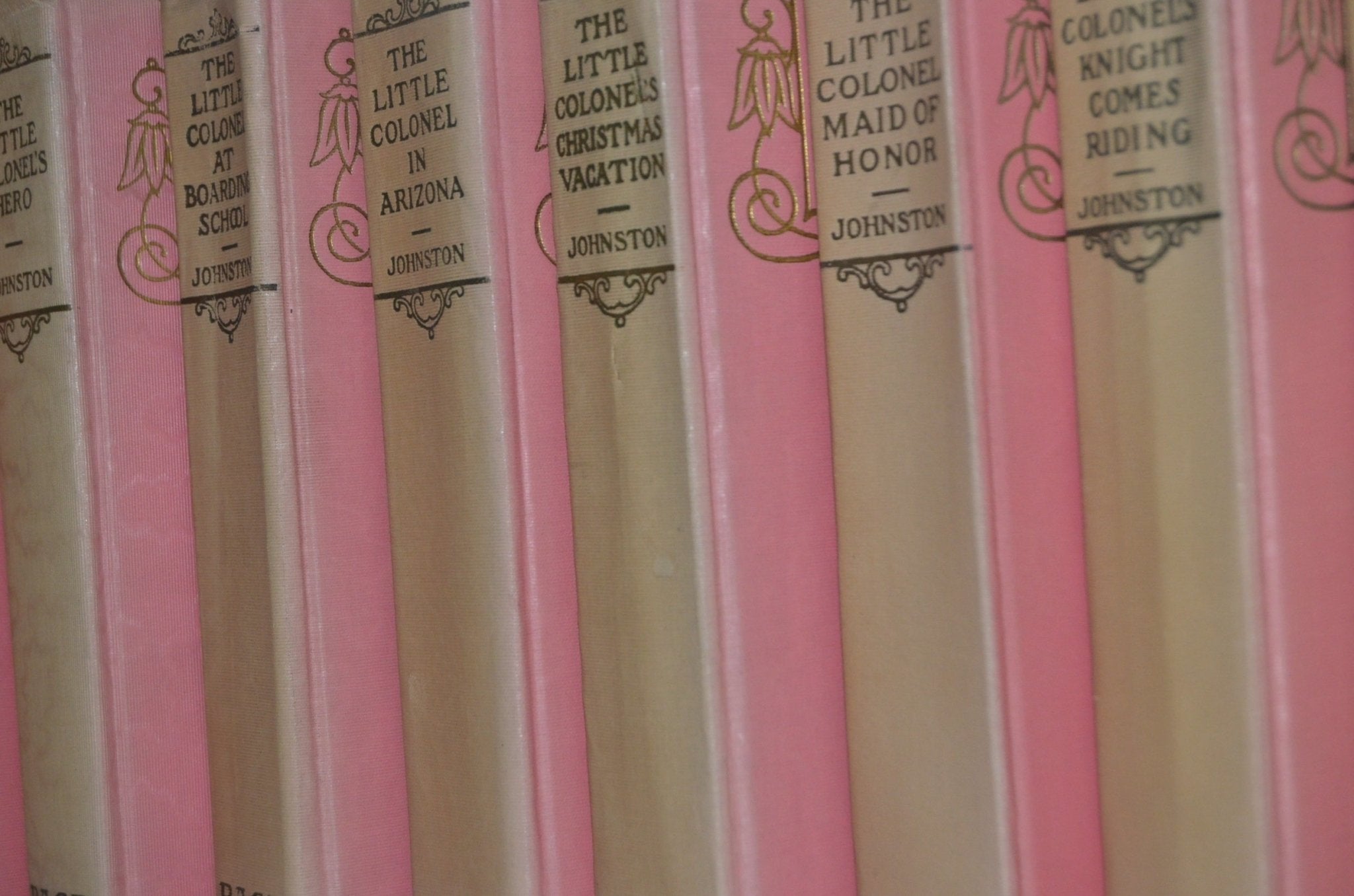 Antique Cloth Bound Book Décor – The Little Colonel Series by Annie Fellows Johnson – Pink & Beige - Brookfield Books