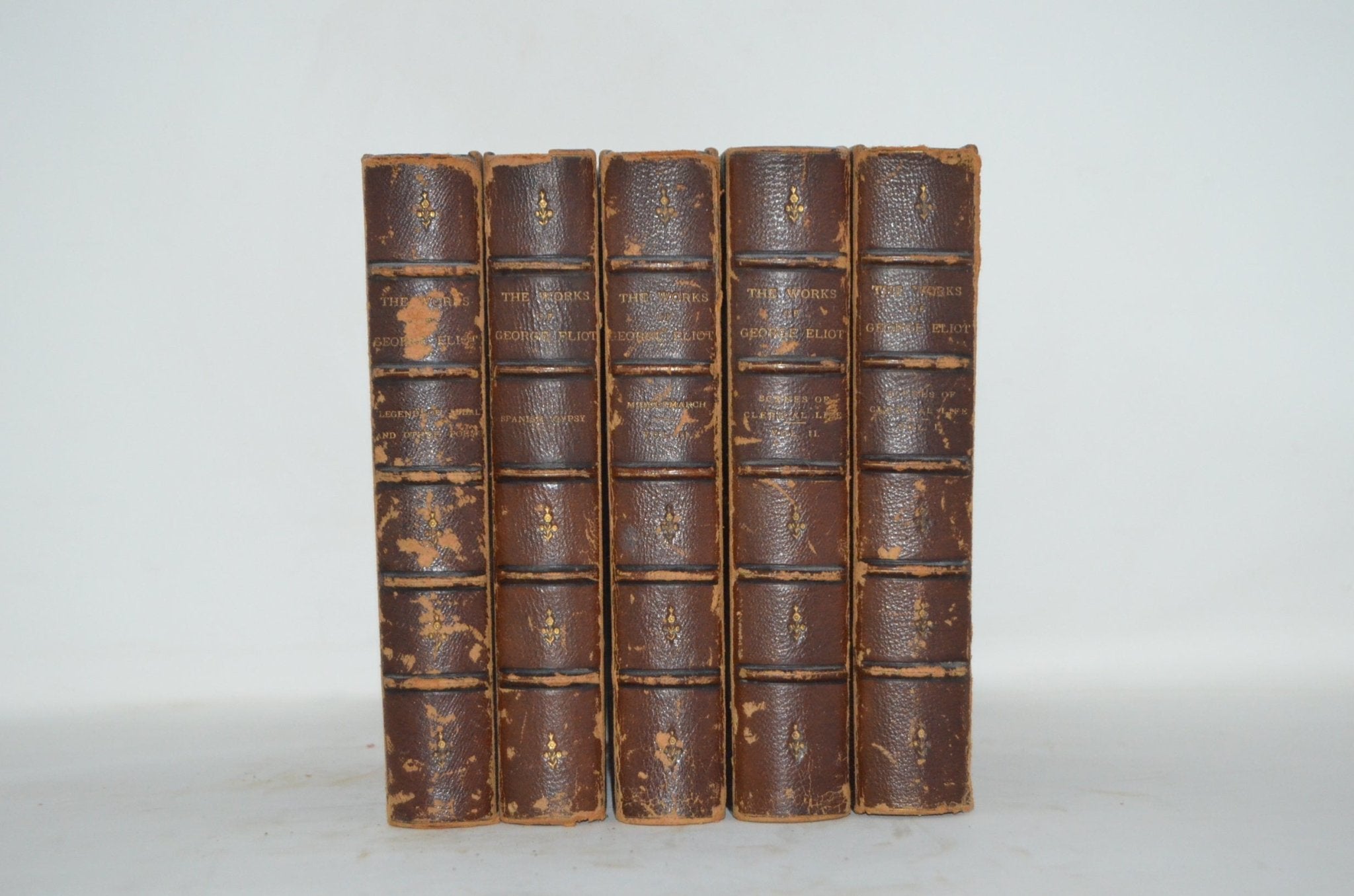 Antique Leather Bound Book Décor – 6” Dark Brown - George Elliot - Brookfield Books