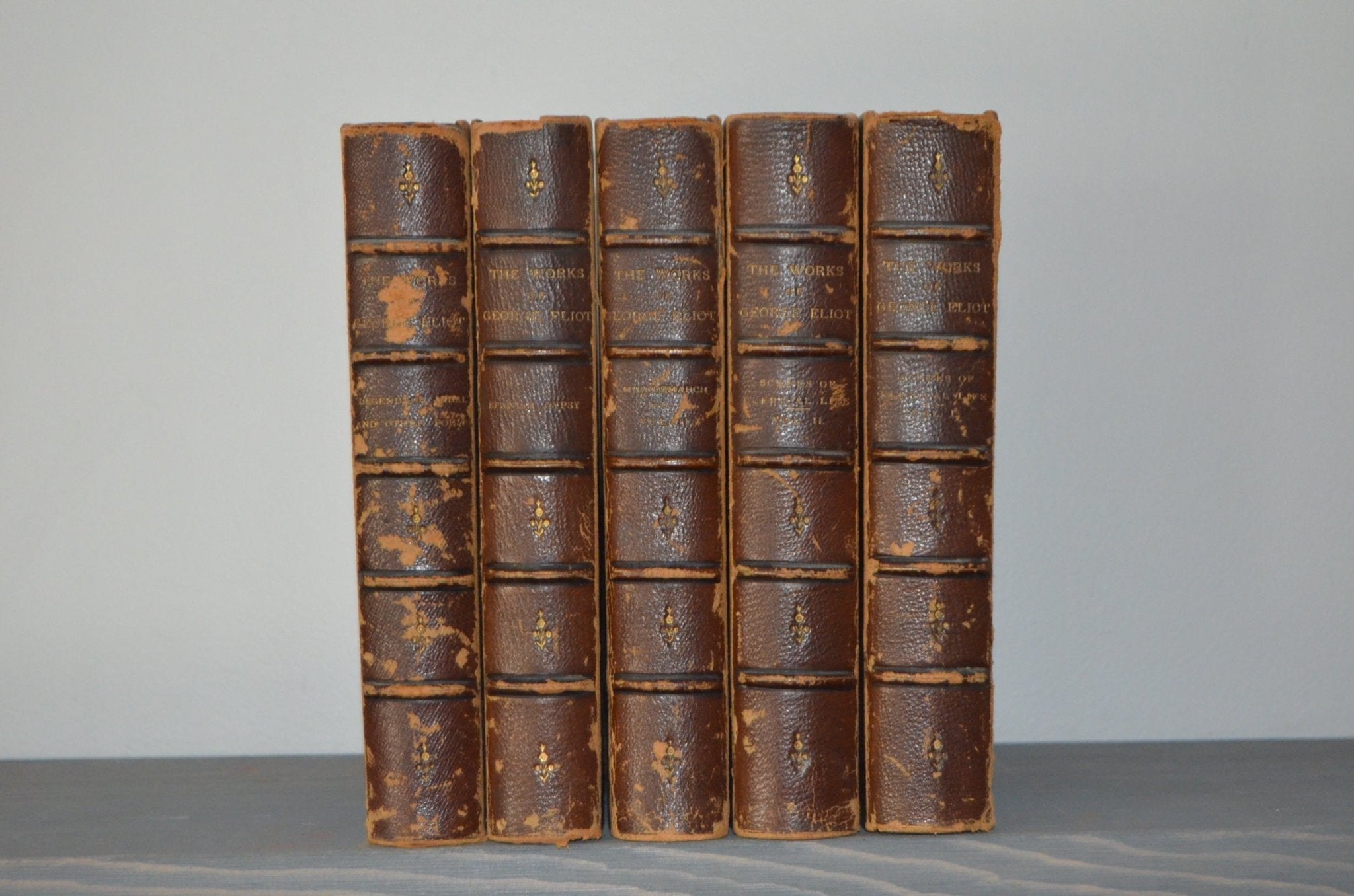 Antique Leather Bound Book Décor – 6” Dark Brown - George Elliot - Brookfield Books