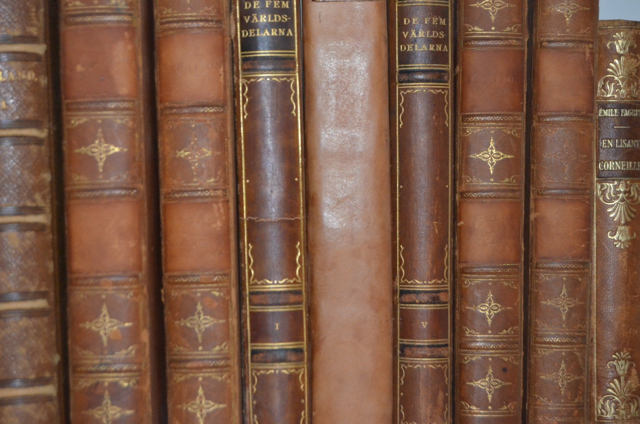 Antique Leather Bound Book Décor – Gold & Tan – Alfred Tennyson, Foreign Language - Brookfield Books