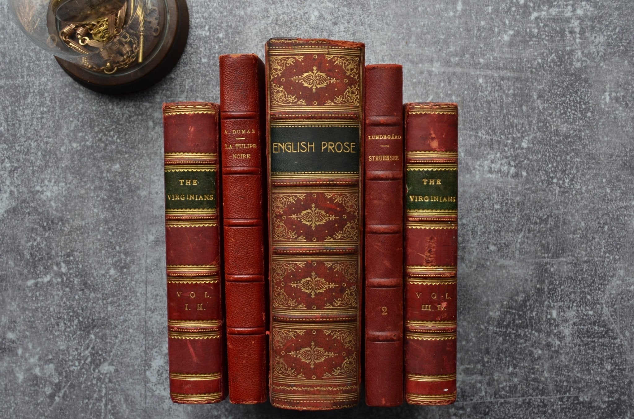 Antique Leather Bound Books- Shabby Chic Decor Books – Golden