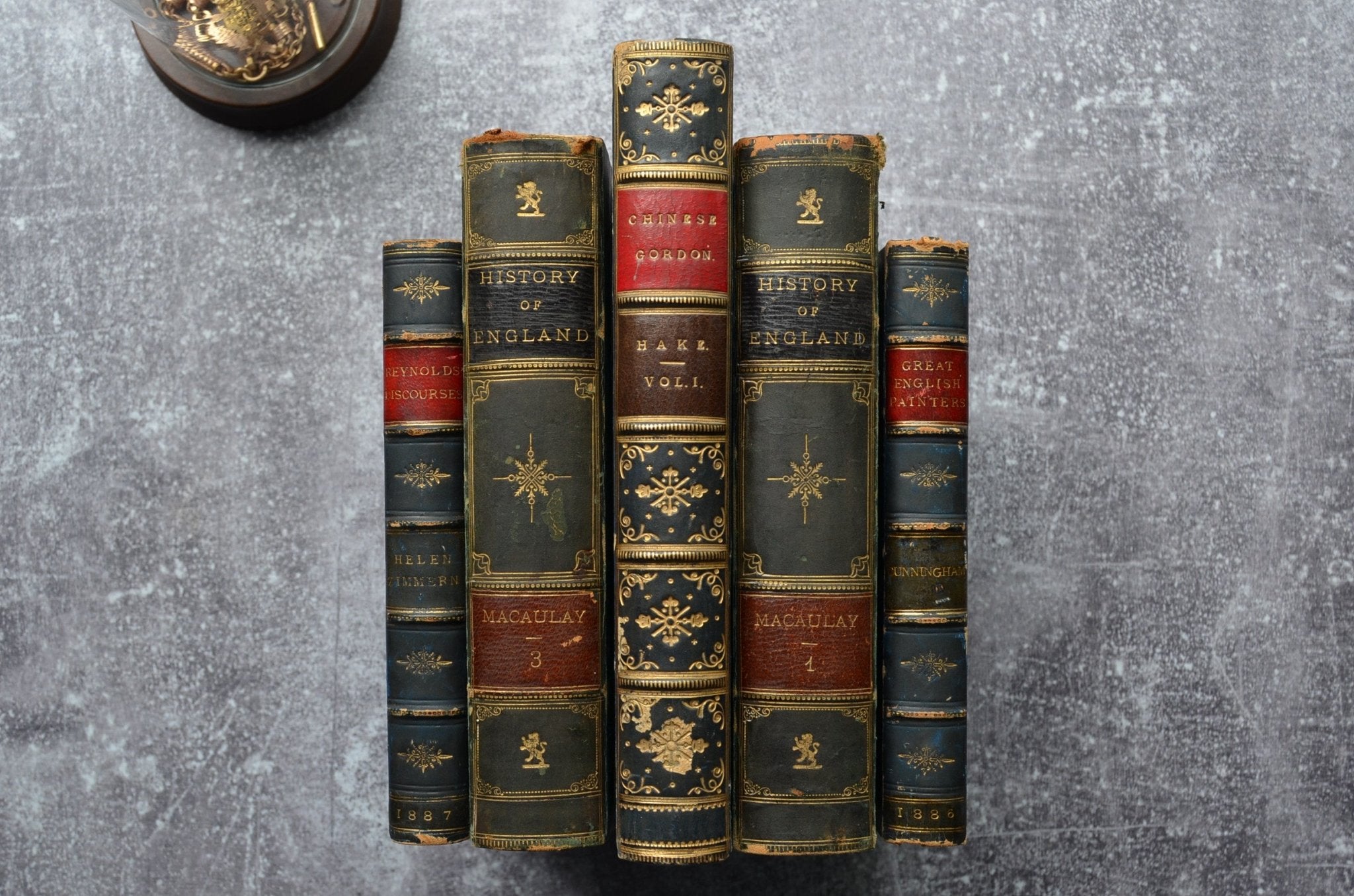 Antique Leather Bound Décor Set – Navy Blue & Red – History of England - Brookfield Books