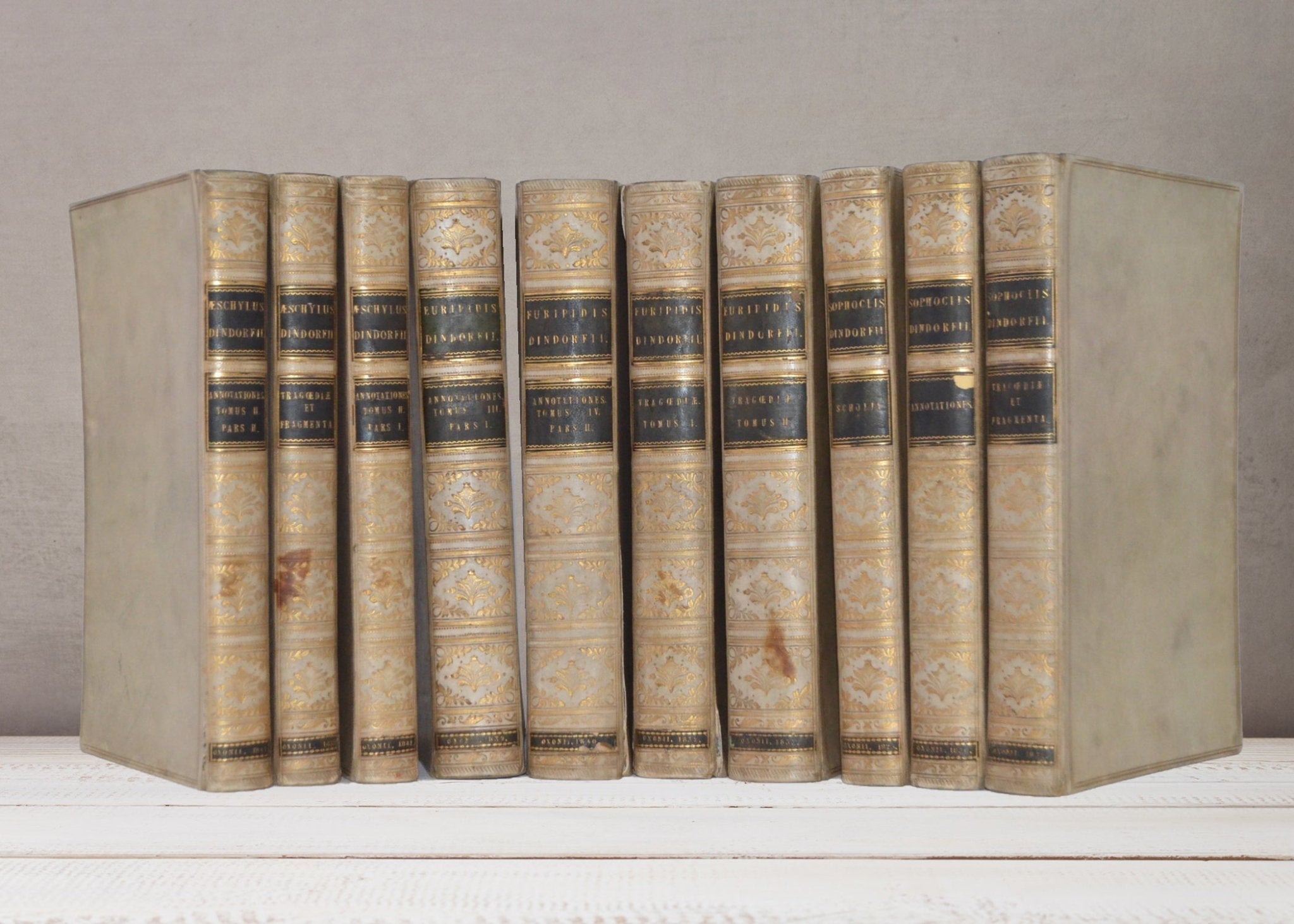 Vellum Bound - Big Three Playwrights in Greek – Aeschylus, Sophocles, Euripides – OXONII 1825-1841 - Brookfield Books
